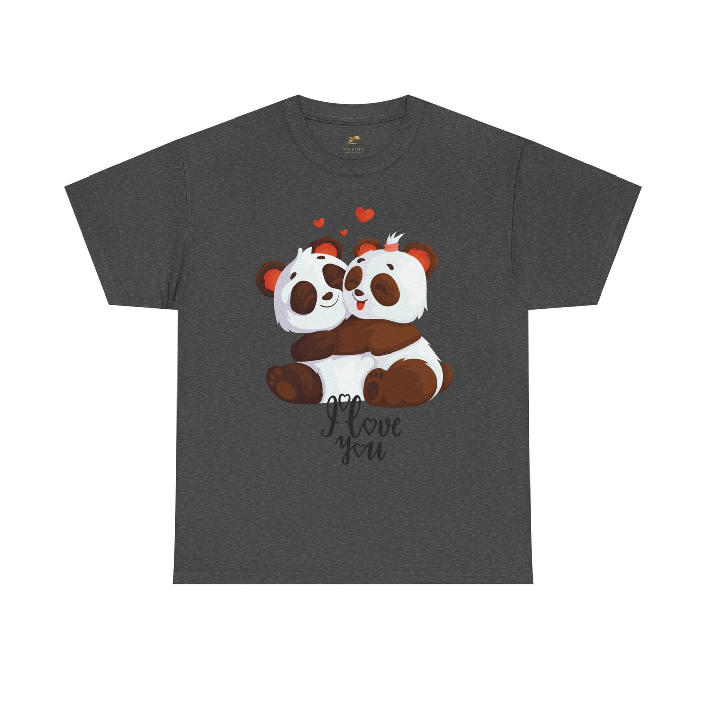 Romantic Panda Tee, Romantic Graphic T-shirt, two panda bears hugging each other with an I love you message - NOTALIFY