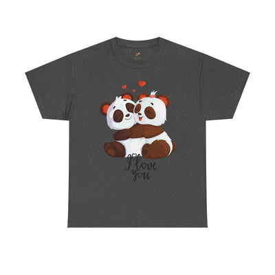 Romantic Panda Tee, Romantic Graphic T-shirt, two panda bears hugging each other with an I love you message - NOTALIFY