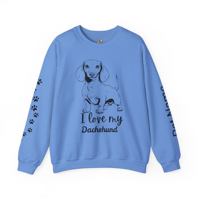 Dachshund Dog Lover Sweatshirt, Pet's Name Personalized Gift Idea, Dachshund Dog Owner Apparel, Custom Dog Paw Print Jumper, Comfy Crewneck - NOTALIFY