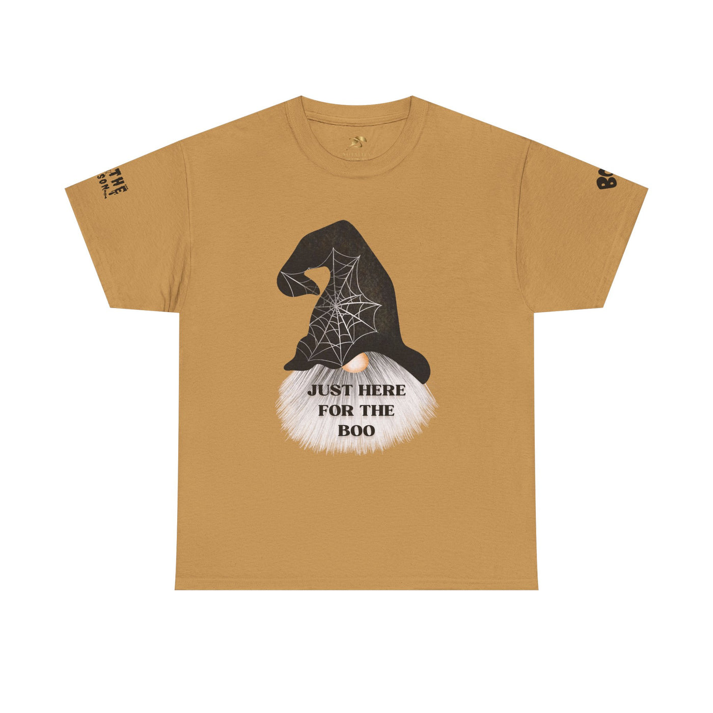 NOTALIFY Halloween Just Here for the Boo Graphic Tee, Spooky T-Shirt, Fun Fall Apparel, Unisex Halloween Tee, Gnome & Bats