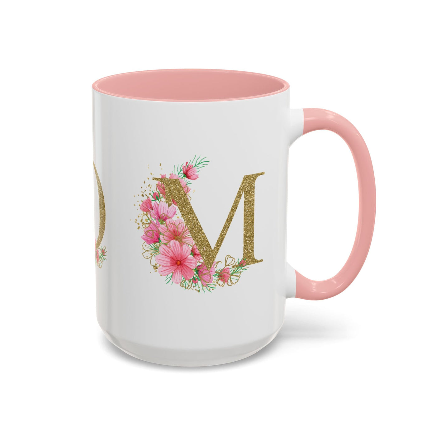 Mother's Day mug with floral design and customizable names, accent coffee cup for mom.