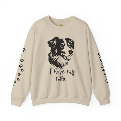 Collie Lover Sweatshirt, Pet's Name Personalized Gift Idea, Collie Dog Owner Apparel, Custom Dog Paw Print Jumper, Comfy Crewneck - NOTALIFY