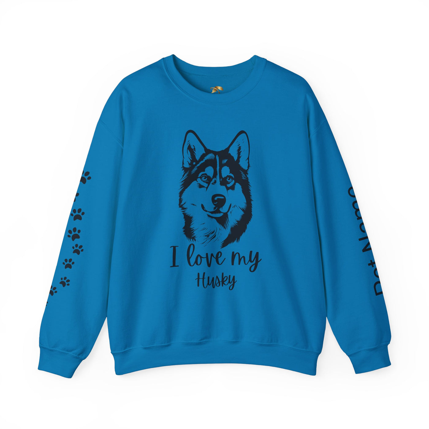 Husky Lover Sweatshirt, Pet's Name Personalized Gift Idea, Husky Dog Owner Apparel, Custom Dog Paw Print Jumper, Comfy Crewneck - NOTALIFY