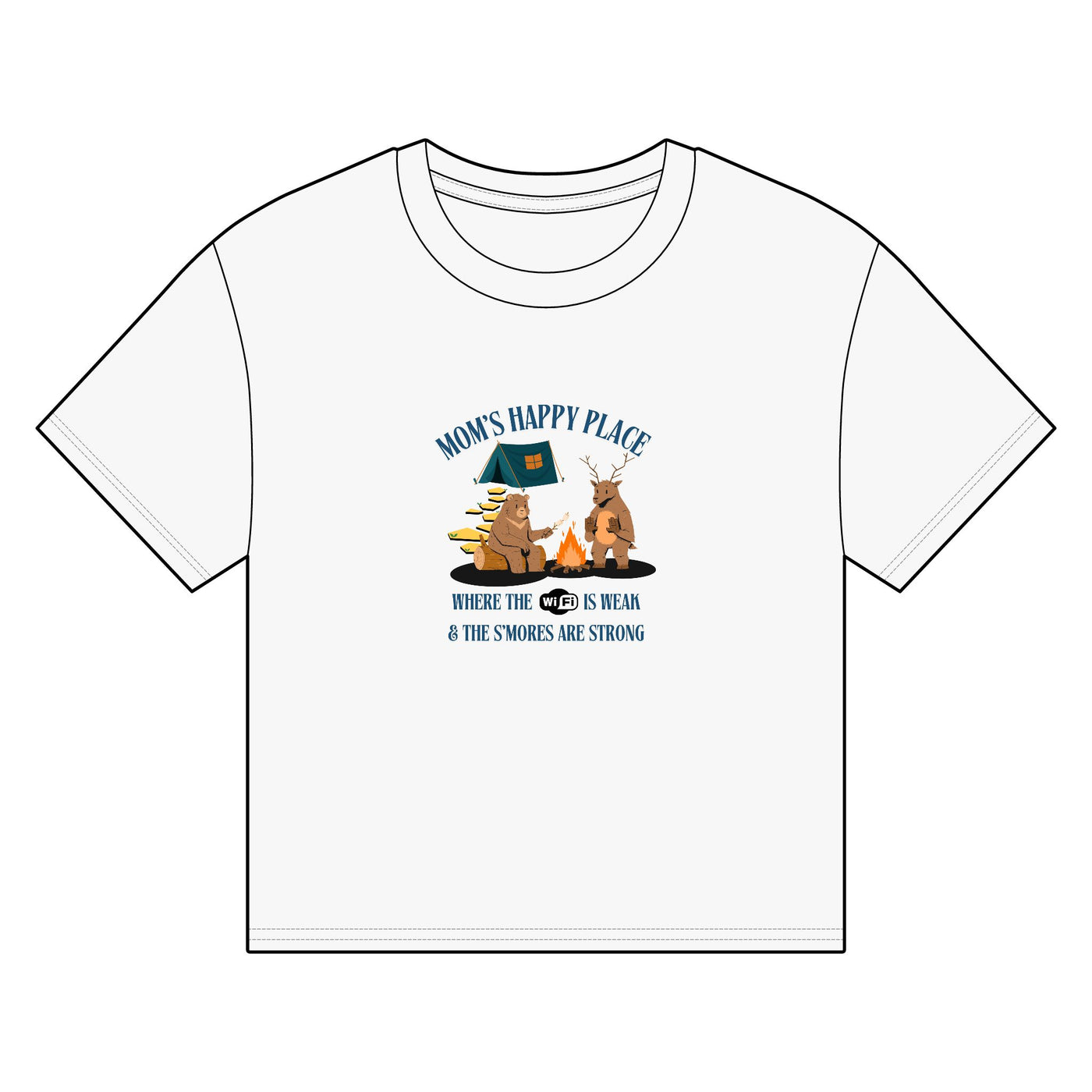Organic Boxy T-shirt, Camping Mom, Mom's Happy Place, Wifi Weak, S'mores Strong, Women's T-shirt - NOTALIFY