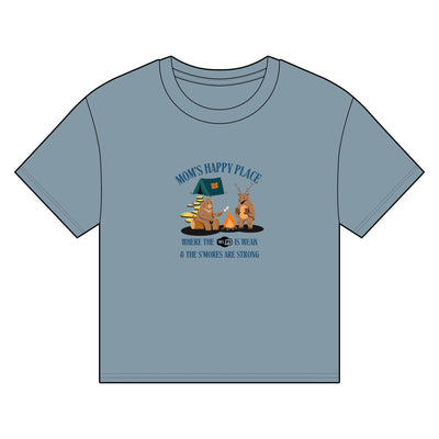 Organic Boxy T-shirt, Camping Mom, Mom's Happy Place, Wifi Weak, S'mores Strong, Women's T-shirt - NOTALIFY