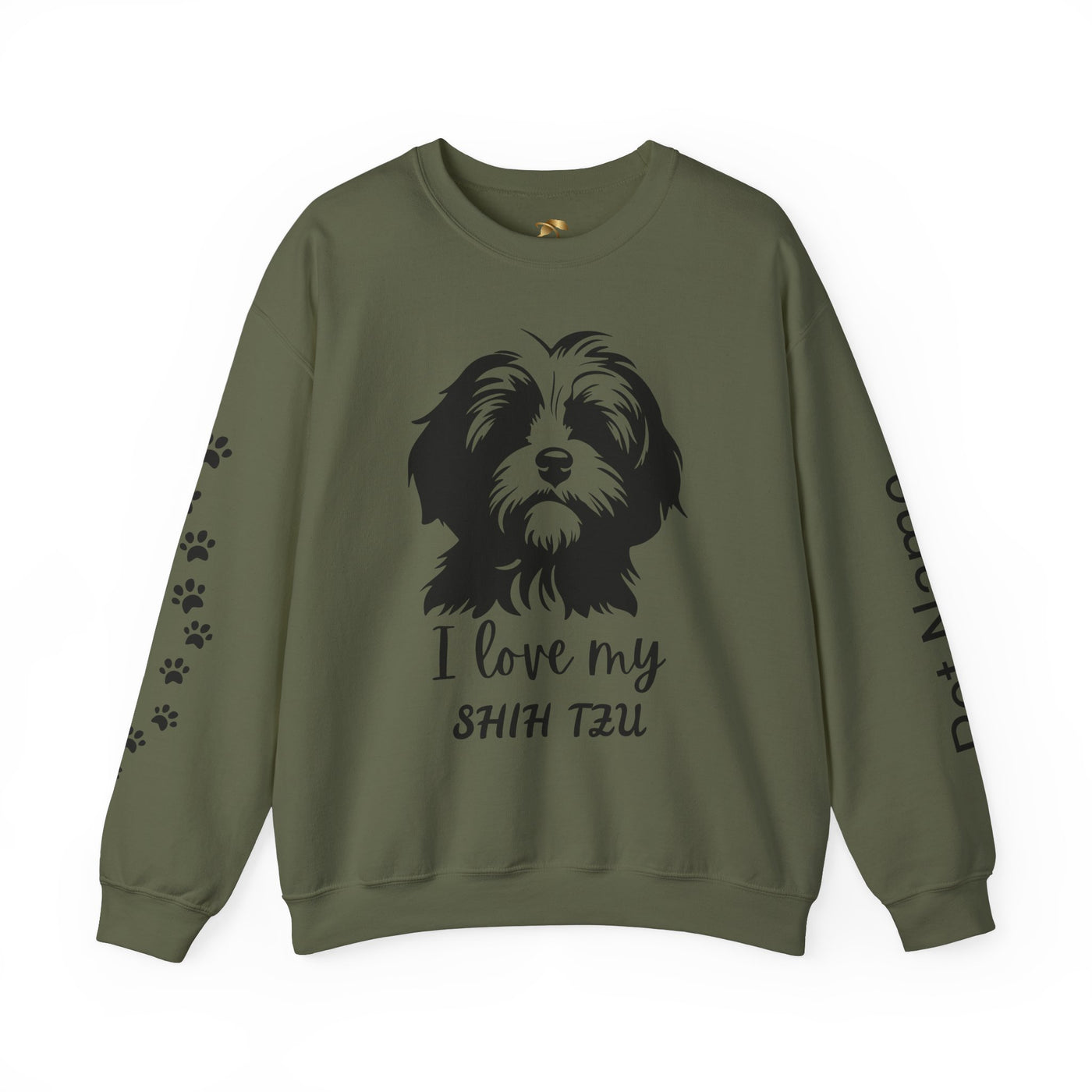 Shih Tzu Dog Lover Sweatshirt, Pet's Name Personalized Gift Idea, Frenchie Dog Owner Apparel, Custom Dog Paw Print Jumper, Comfy Crewneck