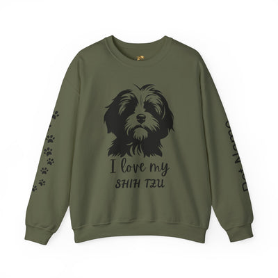 Shih Tzu Dog Lover Sweatshirt, Pet's Name Personalized Gift Idea, Frenchie Dog Owner Apparel, Custom Dog Paw Print Jumper, Comfy Crewneck
