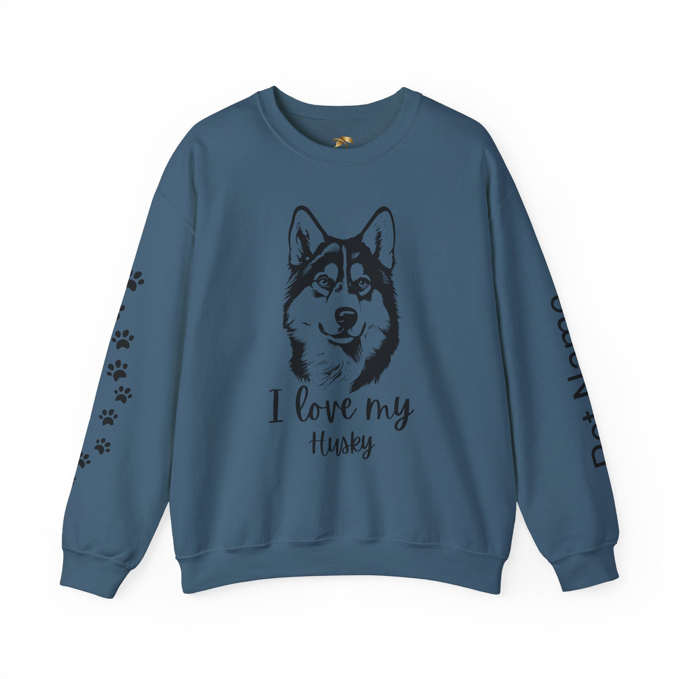 Husky Lover Sweatshirt, Pet's Name Personalized Gift Idea, Husky Dog Owner Apparel, Custom Dog Paw Print Jumper, Comfy Crewneck - NOTALIFY