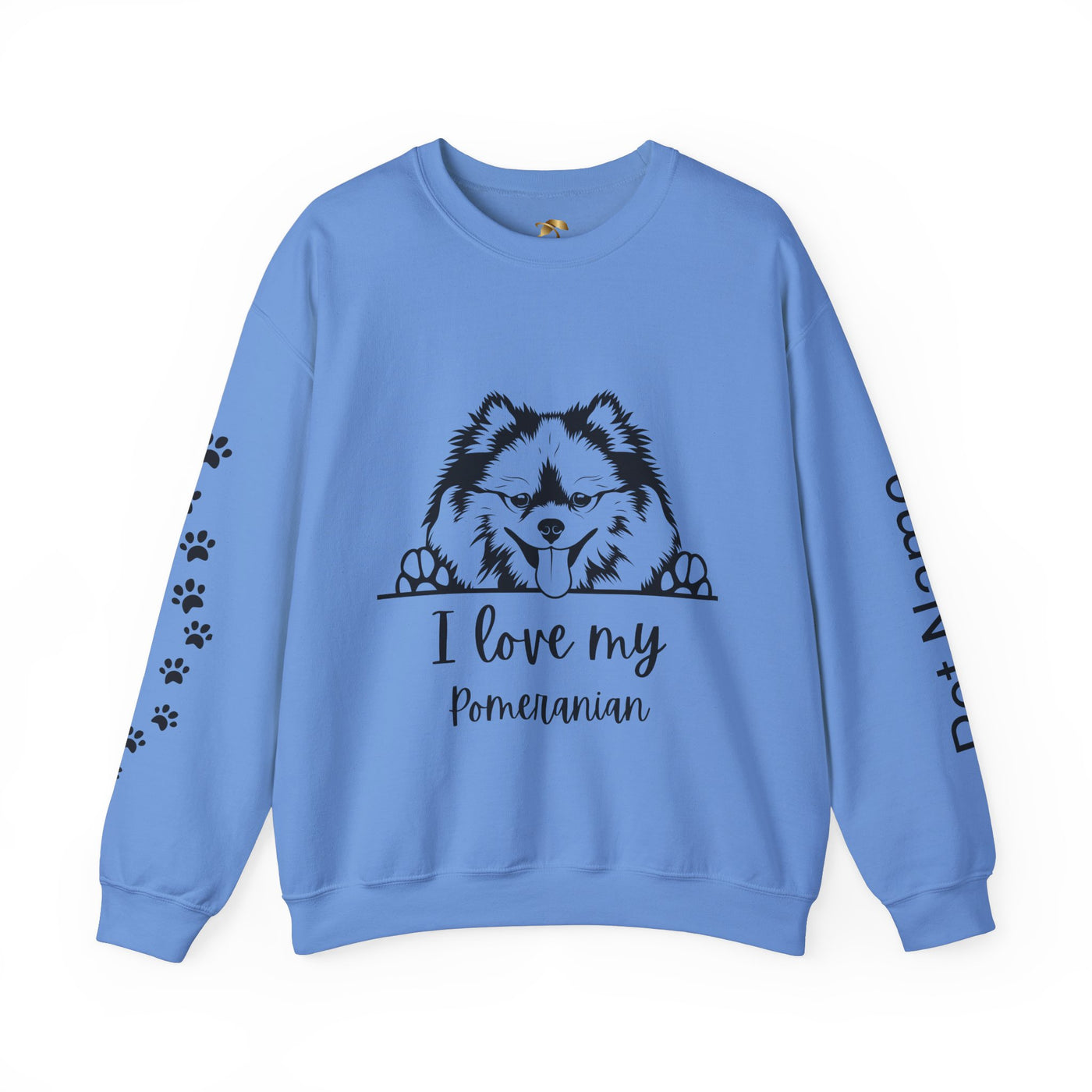 Pomeranian Lover Sweatshirt, Pet's Name Personalized Gift Idea, Pomeranian Dog Owner Apparel, Custom Dog Paw Print Jumper, Comfy Crewneck - NOTALIFY