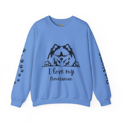 Pomeranian Lover Sweatshirt, Pet's Name Personalized Gift Idea, Pomeranian Dog Owner Apparel, Custom Dog Paw Print Jumper, Comfy Crewneck - NOTALIFY