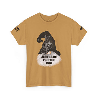 NOTALIFY Halloween Just Here for the Boo Graphic Tee, Spooky T-Shirt, Fun Fall Apparel, Unisex Halloween Tee, Gnome & Bats