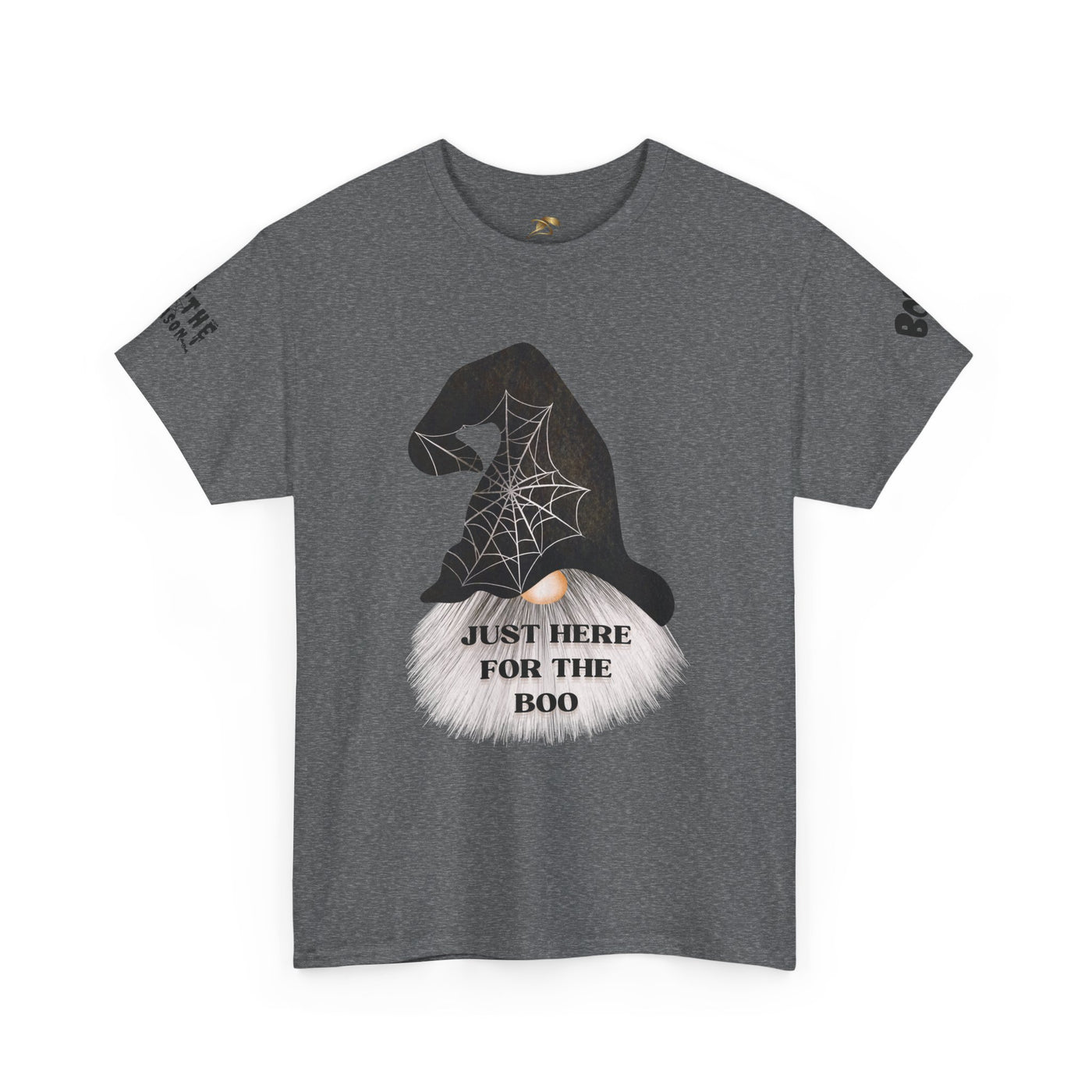 NOTALIFY Halloween Just Here for the Boo Graphic Tee, Spooky T-Shirt, Fun Fall Apparel, Unisex Halloween Tee, Gnome & Bats