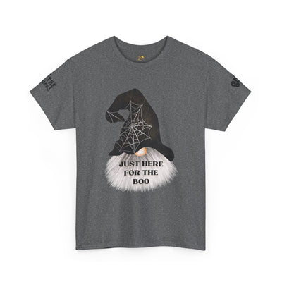 NOTALIFY Halloween Just Here for the Boo Graphic Tee, Spooky T-Shirt, Fun Fall Apparel, Unisex Halloween Tee, Gnome & Bats