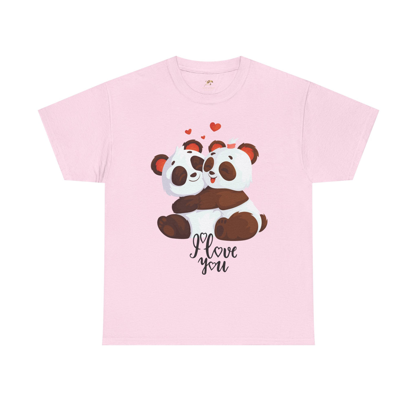 Romantic Panda Tee, Romantic Graphic T-shirt, two panda bears hugging each other with an I love you message - NOTALIFY