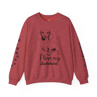 Dachshund Dog Lover Sweatshirt, Pet's Name Personalized Gift Idea, Dachshund Dog Owner Apparel, Custom Dog Paw Print Jumper, Comfy Crewneck - NOTALIFY