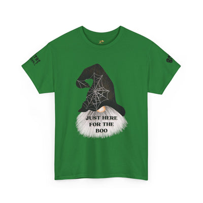 NOTALIFY Halloween Just Here for the Boo Graphic Tee, Spooky T-Shirt, Fun Fall Apparel, Unisex Halloween Tee, Gnome & Bats
