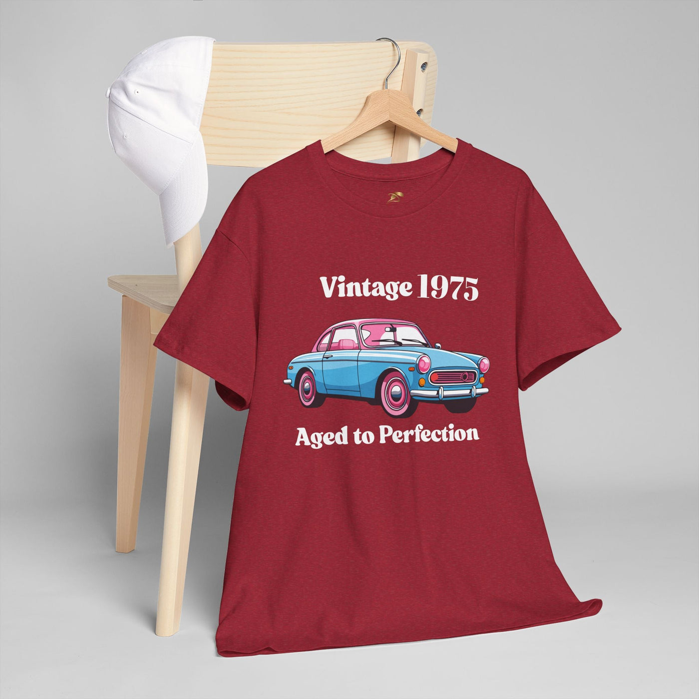 Vintage Aged to Perfection classic car T-shirt, retro style, birthday gift for car enthusiasts.