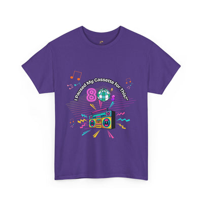 Retro Cassette Tape Unisex Heavy Cotton Tee, Vintage Music Lover Shirt, 80s Nostalgia Graphic Tee, Pause Cassette Player Shirt, Mixtape Fan - NOTALIFY