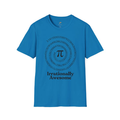 Pi Day Unisex Softstyle T-Shirt, Math Geek Gift, Irrationally Awesome Tee, March 14 Celebration Shirt, Mathematics Lover Top - NOTALIFY