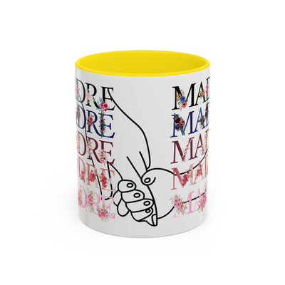 Mother's Day Mug, Accent Coffee Cup with Flowers and Names, Gift for M