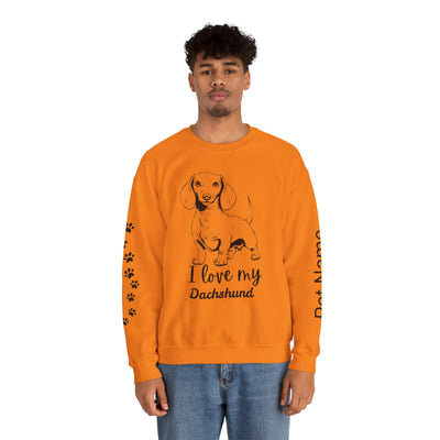 Dachshund Dog Lover Sweatshirt, Pet's Name Personalized Gift Idea, Dachshund Dog Owner Apparel, Custom Dog Paw Print Jumper, Comfy Crewneck - NOTALIFY