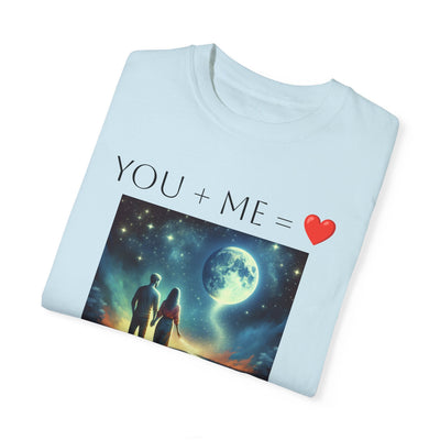 Moon and Back Unisex T-shirt with celestial design, romantic gift for astronomy lovers.