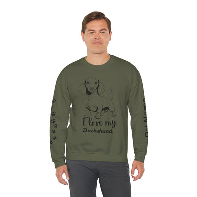 Dachshund Dog Lover Sweatshirt, Pet's Name Personalized Gift Idea, Dachshund Dog Owner Apparel, Custom Dog Paw Print Jumper, Comfy Crewneck - NOTALIFY