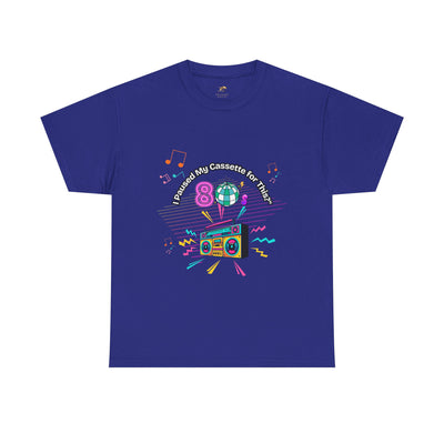 Retro Cassette Tape Unisex Heavy Cotton Tee, Vintage Music Lover Shirt, 80s Nostalgia Graphic Tee, Pause Cassette Player Shirt, Mixtape Fan - NOTALIFY