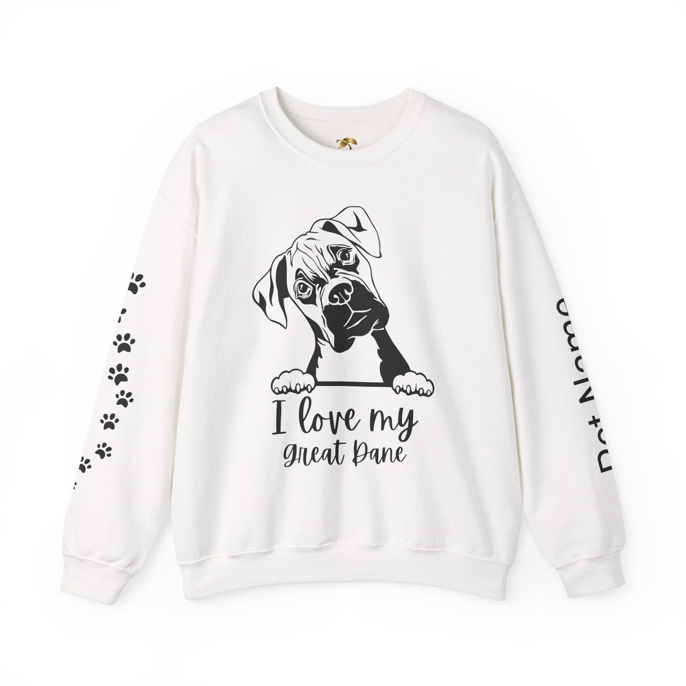Great Dane Lover Sweatshirt, Pet's Name Personalized Gift Idea, Great Dane Dog Owner Apparel, Custom Dog Paw Print Jumper, Comfy Crewneck - NOTALIFY