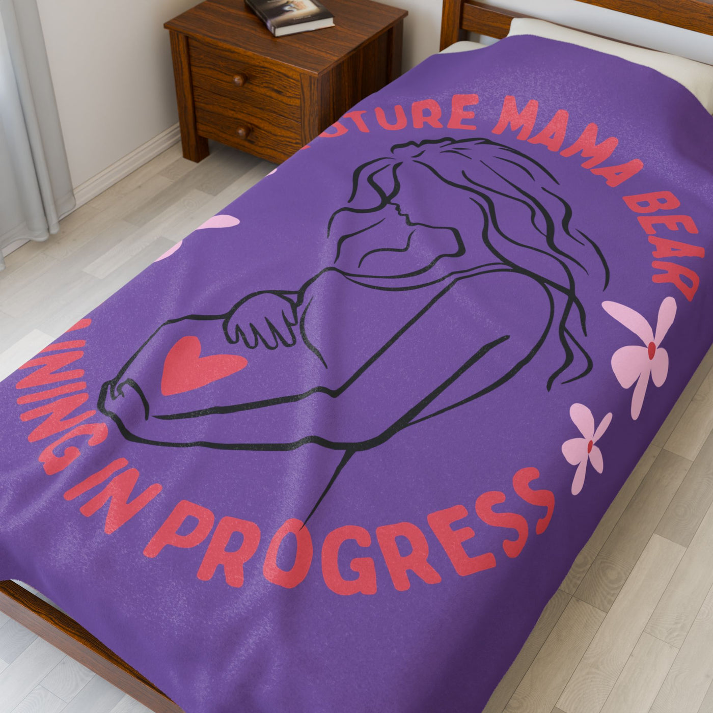 Future Mama Bear Training Plush Blanket, Cozy Gift for Expecting Moms, Baby Shower Decor, Nursery Throw - NOTALIFY