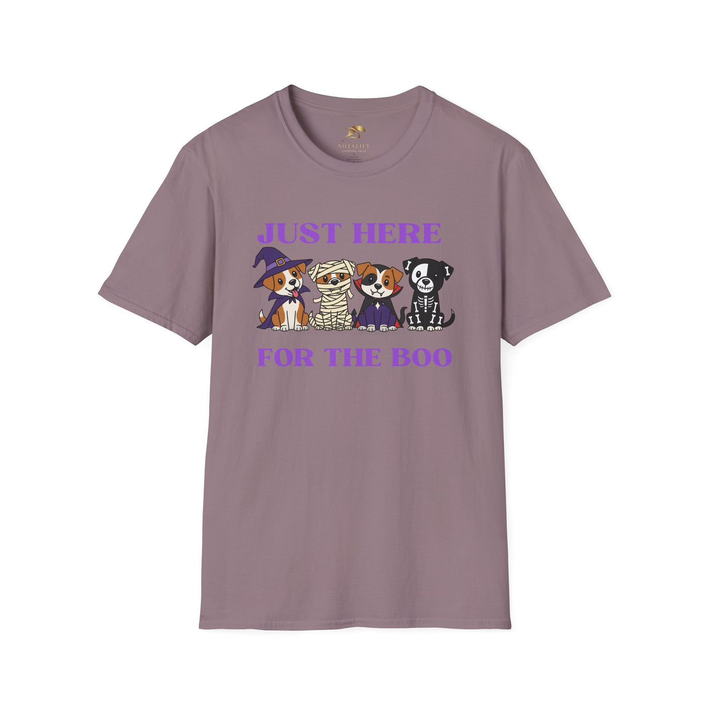 NOTALIFY Just Here for the Boo Dog Halloween TEE | Cute Puppy Costume | Soft Cotton | Fun Fall Outfit for Kids & Adults