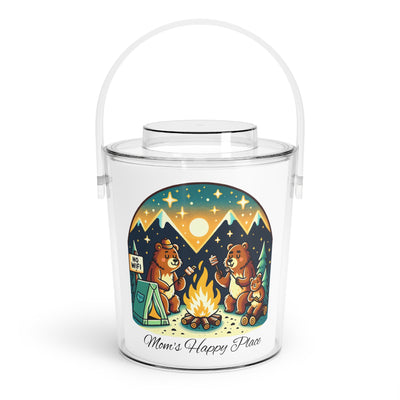 Camping Ice Bucket with Tongs, Mom's Happy Place Decor, Unique Gift for Moms, Summer Parties, BBQs, Outdoor Gatherings, S'mores Lovers - NOTALIFY