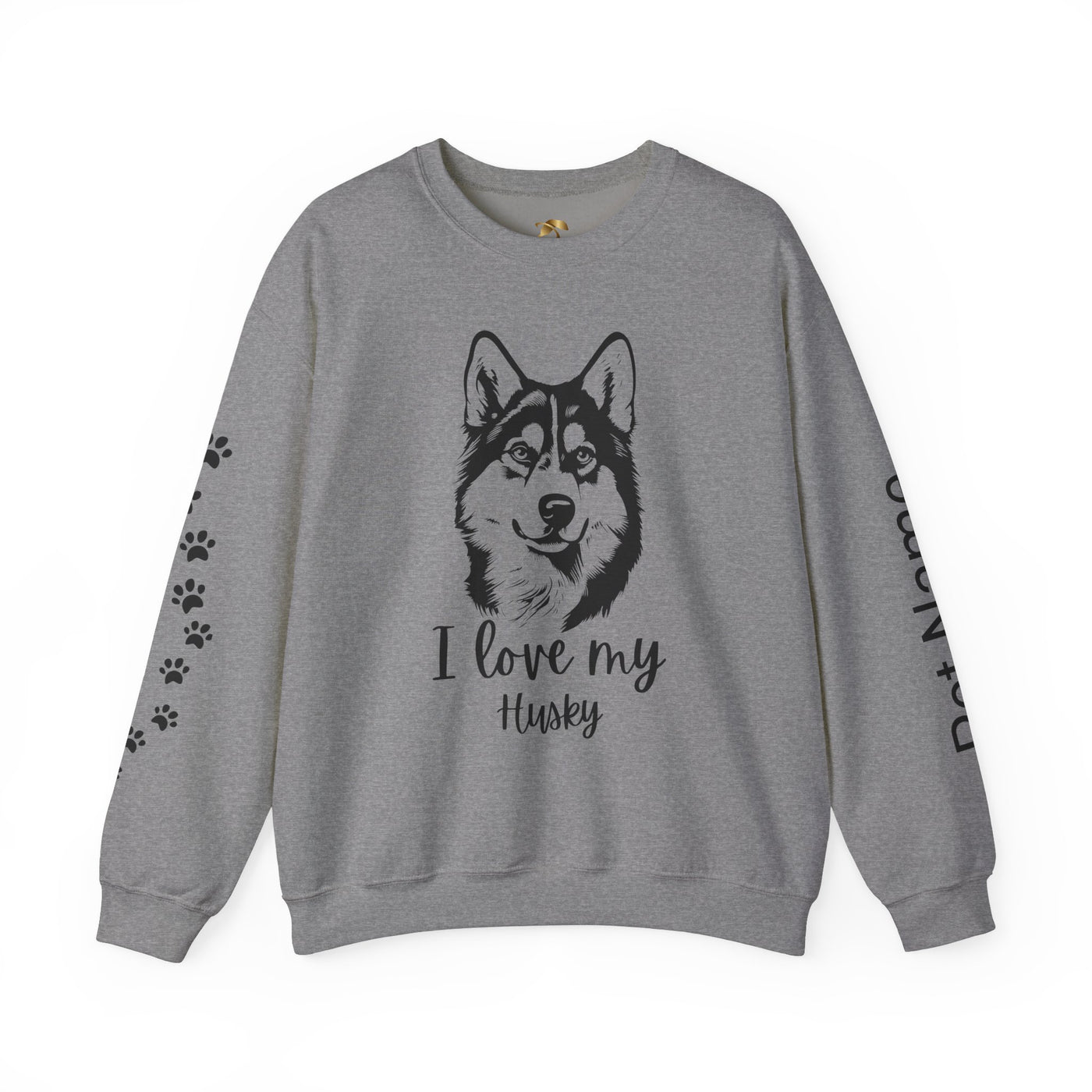 Husky Lover Sweatshirt, Pet's Name Personalized Gift Idea, Husky Dog Owner Apparel, Custom Dog Paw Print Jumper, Comfy Crewneck - NOTALIFY