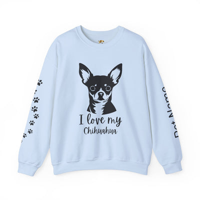 Chihuahua Lover Sweatshirt, Pet's Name Personalized Gift Idea, Chihuahua Dog Owner Apparel, Custom Dog Paw Print Jumper, Comfy Crewneck - NOTALIFY