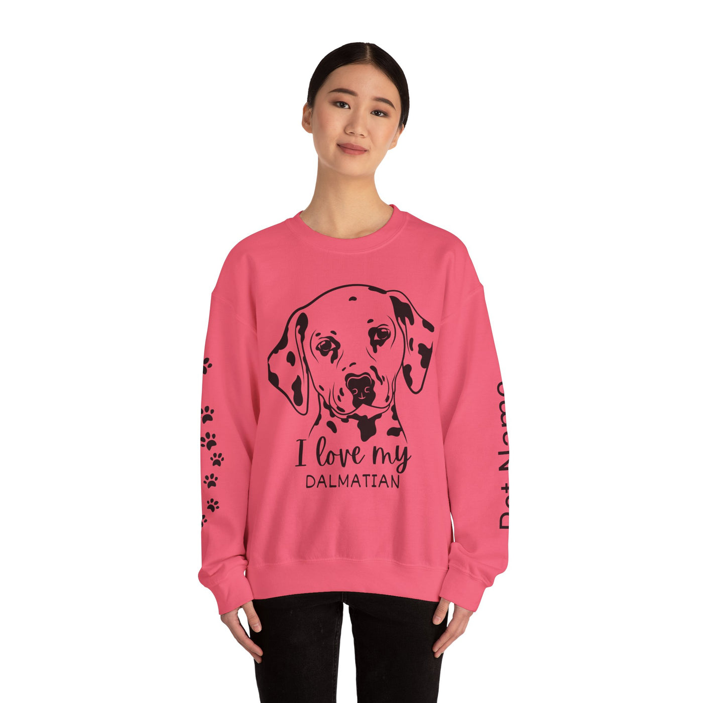 Damatian Dog Lover Sweatshirt, Pet's Name Personalized Gift Idea, Frenchie Dog Owner Apparel, Custom Dog Paw Print Jumper, Comfy Crewneck