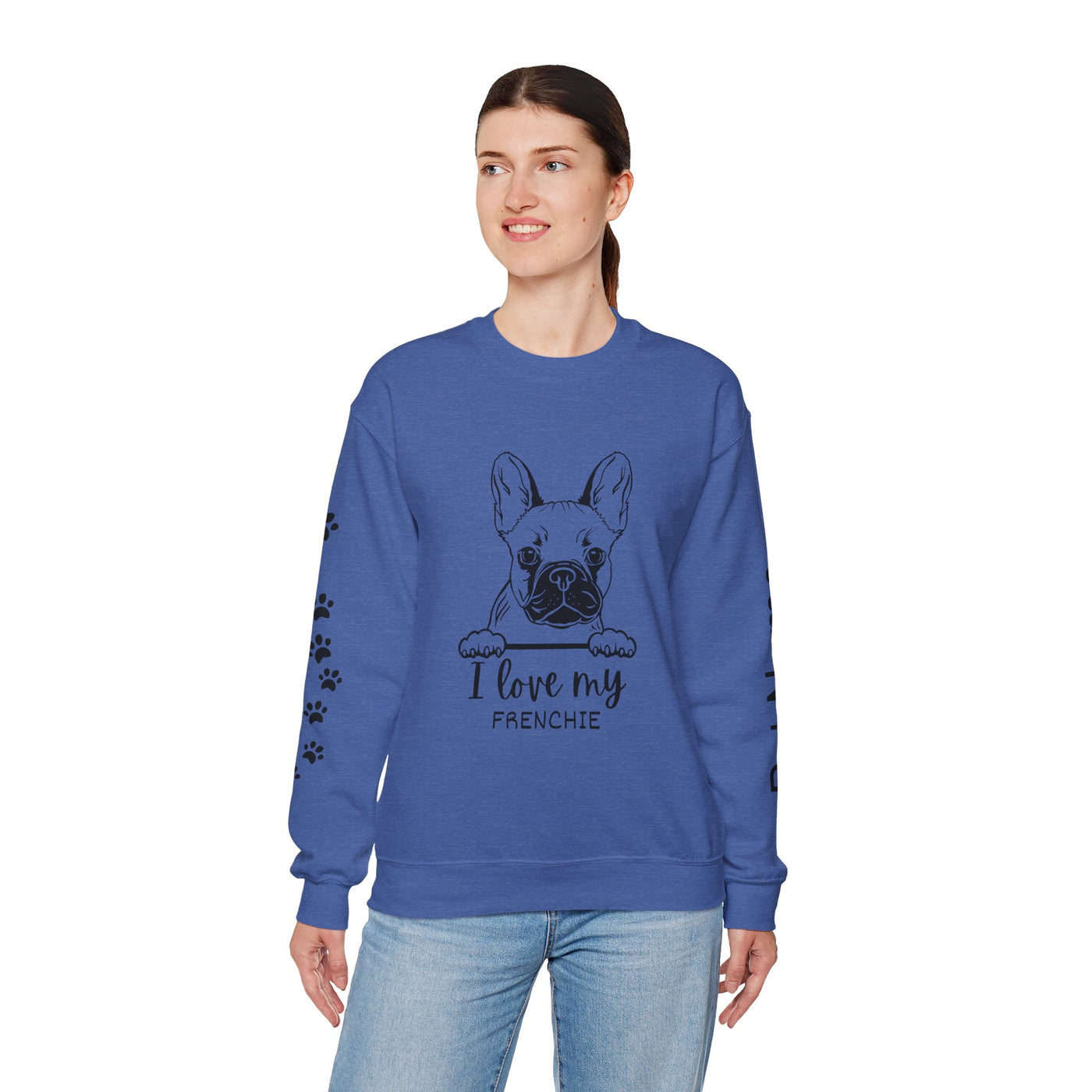 Frenchie Dog Lover Sweatshirt, Pet's Name Personalized Gift Idea, Frenchie Dog Owner Apparel, Custom Dog Paw Print Jumper, Comfy Crewneck