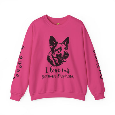 German Shepherd Lover Sweatshirt, Pet's Name Personalized, German Shepherd Dog Owner Apparel, Custom Dog Paw Print Jumper, Comfy Crewneck - NOTALIFY
