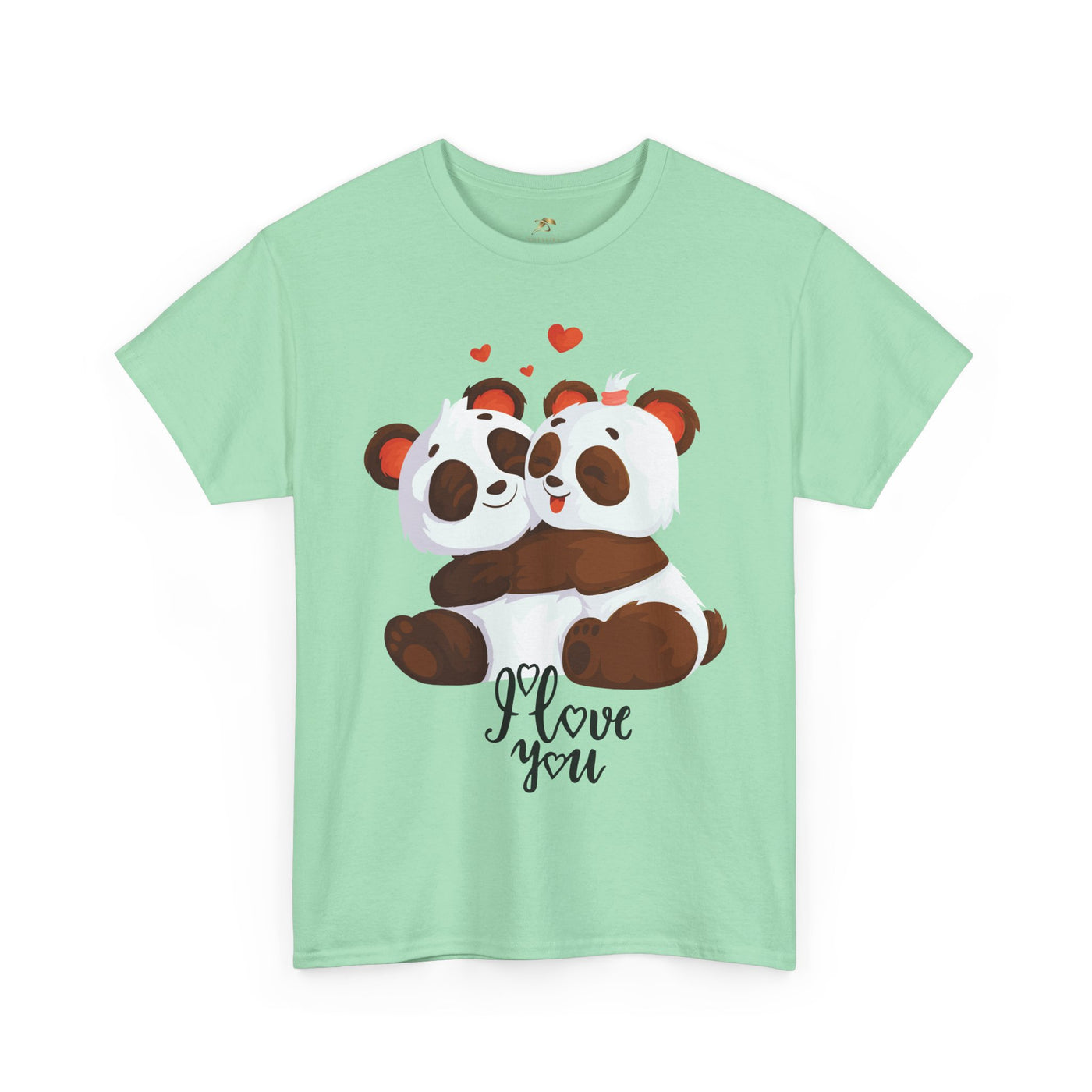 Romantic Panda Tee, Romantic Graphic T-shirt, two panda bears hugging each other with an I love you message - NOTALIFY