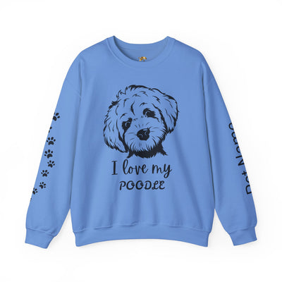 Poodle Dog Lover Sweatshirt, Pet's Name Personalized Gift Idea, Poodle Dog Owner Apparel, Custom Dog Paw Print Jumper, Comfy Crewneck - NOTALIFY