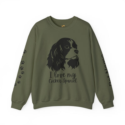 Cocker Spaniel Sweatshirt, Pet's Name Personalized Gift Idea, Cocker Spaniel Dog Owner Apparel, Custom Dog Paw Print Jumper, Comfy Crewneck - NOTALIFY