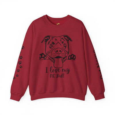 Pit Bull Lover Sweatshirt, Pet's Name Personalized Gift Idea, Pit Bull Dog Owner Apparel, Custom Dog Paw Print Jumper, Comfy Crewneck - NOTALIFY
