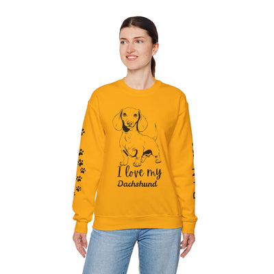 Dachshund Dog Lover Sweatshirt, Pet's Name Personalized Gift Idea, Dachshund Dog Owner Apparel, Custom Dog Paw Print Jumper, Comfy Crewneck - NOTALIFY