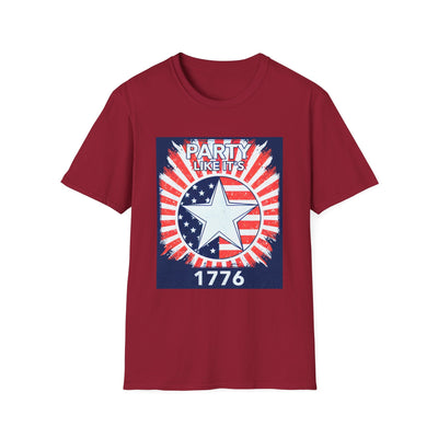 Unisex patriotic party t-shirt with star design, perfect for Independence Day celebrations.