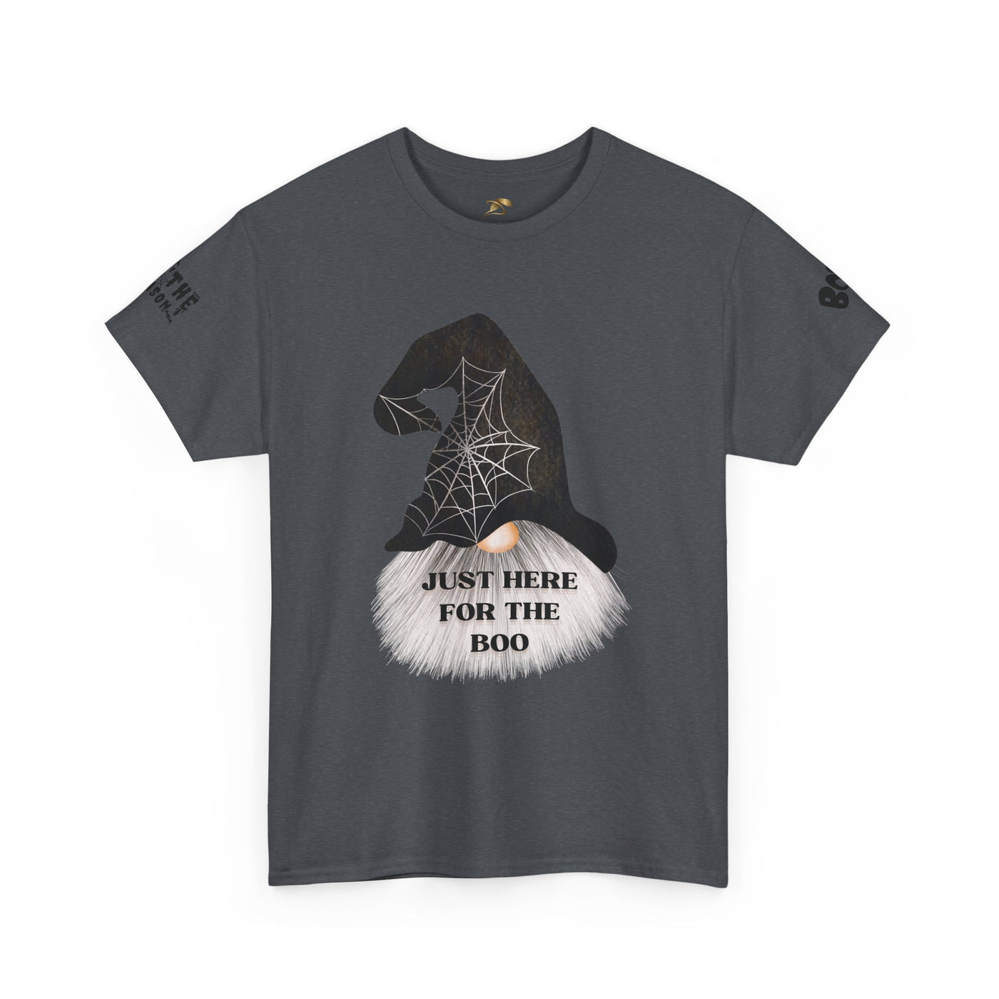 NOTALIFY Halloween Just Here for the Boo Graphic Tee, Spooky T-Shirt, Fun Fall Apparel, Unisex Halloween Tee, Gnome & Bats