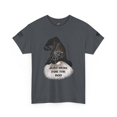 NOTALIFY Halloween Just Here for the Boo Graphic Tee, Spooky T-Shirt, Fun Fall Apparel, Unisex Halloween Tee, Gnome & Bats