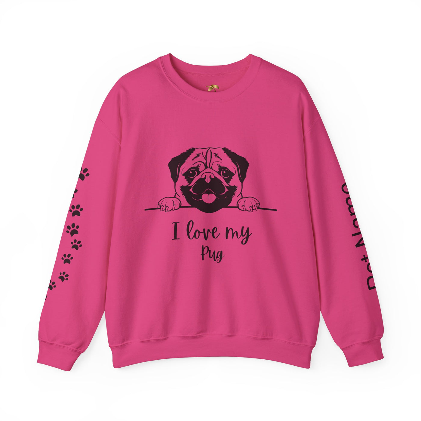 Pug Dog Lover Sweatshirt, Pet's Name Personalized Gift Idea, Pug Dog Owner Apparel, Custom Dog Paw Print Jumper, Comfy Crewneck - NOTALIFY