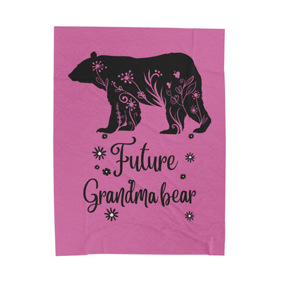 Future Grandma Bear Velveteen Plush Blanket, Cozy Gift, Baby Shower, Expecting Mother, Nursery Decor, Family Celebration - NOTALIFY