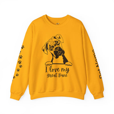 Great Dane Lover Sweatshirt, Pet's Name Personalized Gift Idea, Great Dane Dog Owner Apparel, Custom Dog Paw Print Jumper, Comfy Crewneck - NOTALIFY