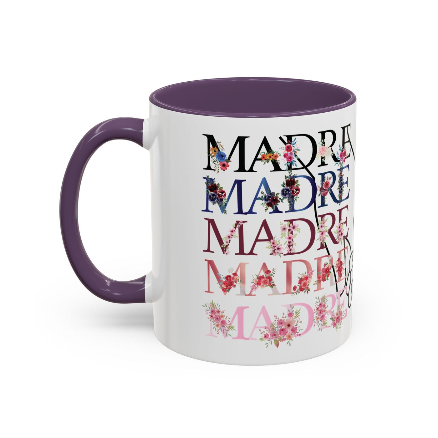 Mother's Day Mug, Accent Coffee Cup with Flowers and Names, Gift for M