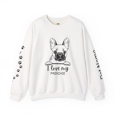 Frenchie Dog Lover Sweatshirt, Pet's Name Personalized Gift Idea, Frenchie Dog Owner Apparel, Custom Dog Paw Print Jumper, Comfy Crewneck